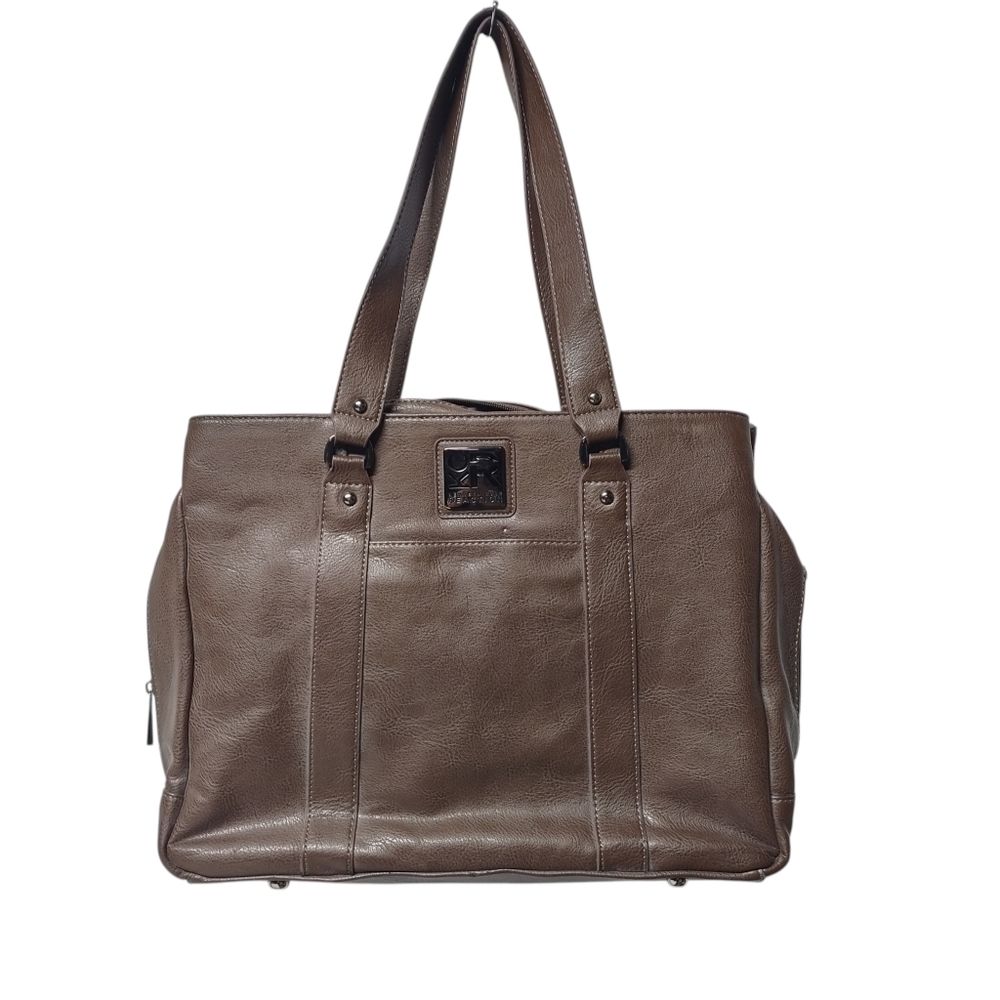 Kenneth Cole Taupu Leather Big Briefcase Tote 3 Compartments Many Pockets